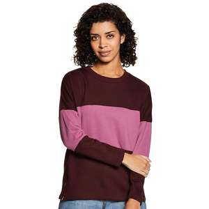 Articles chauds O cou sweat Polyester ou éponge française personnalisé deux couleur unie contraste rayé femmes sweat du Bangladesh - Product Image 1