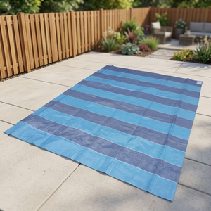 K <b>Tarp</b> Stripe Singapore Blue White Striped Outdoor PE <b>Tarp</b> Waterproof UV & Fire Resistant for Patio Use - Product Image 2