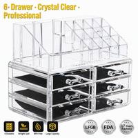 Organisateur de maquillage en acrylique transparent Yunuoxi, 6 tiroirs, doublure en velours, support à 12 emplacements pour rouges à lèvres, boîte de rangement cosmétique, vente en gros usine