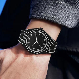 Línea de moda pintura <span class=keywords><strong>Manga</strong></span> diseño Octágono silicona reloj de cuarzo para hombres relojes de pulsera al por mayor Relojes Hombre - Product Image 4