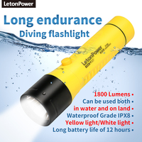 Lampe de plongée LED industrielle étanche IP68 en alliage d'aluminium, 1500 lumens, température de couleur 5500K, mise au point réglable, USB
