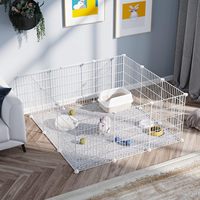 Enclos modulaire en treillis métallique noir pour petits animaux, parc de jeu facile à assembler pour lapins et cochons d'Inde, cage d'exercice pour intérieur domestique