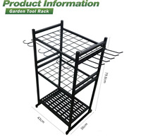Support à outils de jardin multifonctionnel en acier robuste, noir, anti-rouille, pour balcon