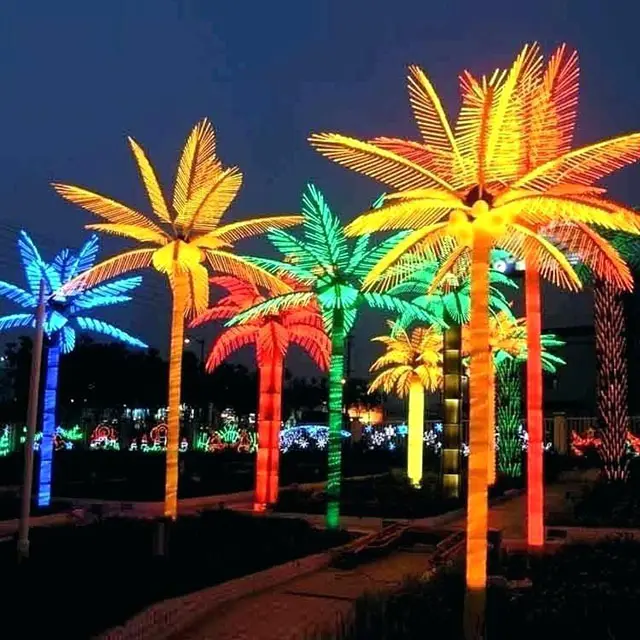 Paesaggio esterno 3m più alto artificiale LED palma illuminata <span class=keywords><strong>albero</strong></span> di cocco con luce a LED per la decorazione natalizia