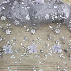 2025 màu xanh 3D Hoa Đính Ren vải 5 yards Chất lượng cao thêu hạt pháp Ren Vải cho đám cưới - Product Image 6