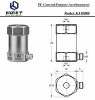 Accéléromètre à sortie de charge PE, capteur d'accélération piézoélectrique monoaxe, transducteur de vibration ±1000g 1.4pC/g