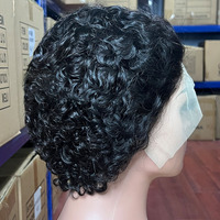 Perruque Lace Front HD Transparente 13x4 pour Cheveux Humains Courts Frisés Crépus, Pré-Pluckée, Nœuds Blanchis, Sans Colle, pour Femmes Noires