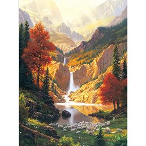 Quadro Diamantato 5D con <span class=keywords><strong>Paesaggio</strong></span> Autunnale Naturale a Cascata, Arte Decorativa da Parete per la Casa, Design Classico Rettangolare - Product Image 1