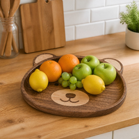 Beervormig houten dienblad, snackbord, fruitplateau, walnoot hout, huisdecoratie, keuken, diner, feest, cadeau