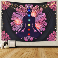 Tapisserie murale spirituelle Mandala colorée des sept chakras pour la méditation et le yoga avec crochets