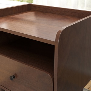 Wyller Dual Tier Storage Nightstand Natural Walnut Finish <b>Side</b> Table Drawer Cabinet Bedroom Furniture - Product Image 3