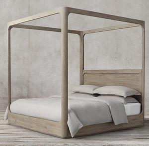 American Traditional Solid Wood R <strong>Pillar</strong> <strong>Bed</strong> French Oak Vintage 1.5/1.8m Double <strong>Bed</strong> for Master Bedroom Custom High Wedding <strong>Bed</strong> - Product Image 2