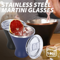 Vaso de acero inoxidable de doble pared de 10 oz, taza de Martini térmica con aislamiento al vacío, copa de vino con tapa, novedad