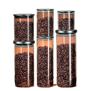 Contenedor de Almacenamiento de Granos de Café, Cilindro de Vidrio con Tapa Metálica Hermética, Frasco para Preservar la Frescura de los Granos de Café - Product Image 2