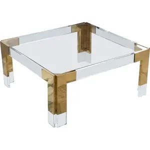 Venta al por mayor de China, mesa de centro de sala de estar, mesa de centro de vidrio templado personalizada de acrílico de lujo