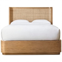 Lit plateforme double mural moderne en bois de chêne massif pour chambre à coucher et mobilier d'hébergement
