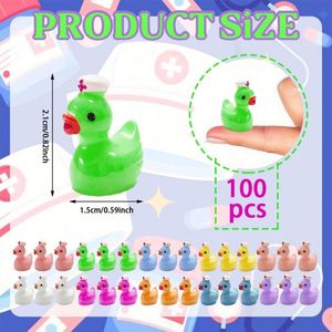 Mini Patitos de Resina con Gorro de Enfermera, Figuras de Animales Pequeños para Decoración de Jardín en Miniatura, Casa de Muñecas - Product Image 2