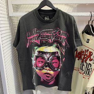 T-Shirt da <span class=keywords><strong>Uomo</strong></span> Hell Star in <span class=keywords><strong>Cotone</strong></span> 100% di Alta Qualità, Stile Vintage Lavato, Oversize 1:1, Streetwear USA con Tag NFC - Product Image 2
