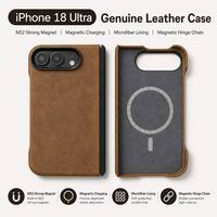 Étui pliable en cuir Crazy Horse de qualité supérieure pour iPhone Duo, pare-chocs antichoc avec aimant, fabricant OEM/ODM, vente en gros