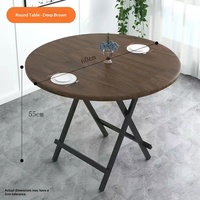Table à manger ronde pliante portable en bois massif avec pieds en métal au design moderne pour la maison