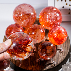 Tự nhiên màu đỏ lửa thạch anh Sphere Tay Chạm Khắc tinh thần Fengshui đá lớn tinh thể tự nhiên bóng đỏ lửa thạch anh quả bóng - Product Image 3