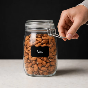 Ensemble de bocaux en verre hermétiques, <span class=keywords><strong>3</strong></span> bocaux ronds de 34 oz (<span class=keywords><strong>1</strong></span> L) avec couvercles et fermetures à pince métallique, pour le stockage des aliments dans la cuisine - Product Image 4