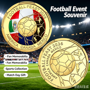 Pièce de monnaie commémorative 3D de football <span class=keywords><strong>FIFA</strong></span> 2026 des 48 équipes, médaille en métal de collection, décoration d'intérieur - Product Image 5