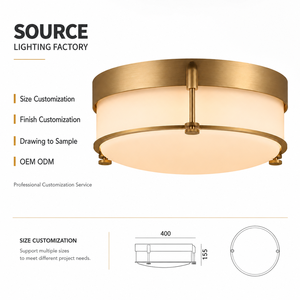 Plafonnier LED moderne en fer bronze industriel avec abat-jour en verre givré, lumière blanc chaud 3000K pour chambre à coucher et salon - Product Image 6