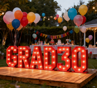 Lettres lumineuses géantes LED Grad 10/20/30/40/50/60 pour fête de remise de diplôme