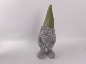 Décoration de bienvenue de jardin artificiel Figurine en ciment artisanal avec chapeau en mousse Statue de gnome fermier en ciment pour intérieur et extérieur - Product Image 2