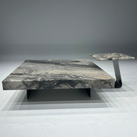 Table basse en pierre italienne moderne Socle en marbre Table basse commerciale Bloc de marbre Table d'extrémité centrale Dessus en marbre