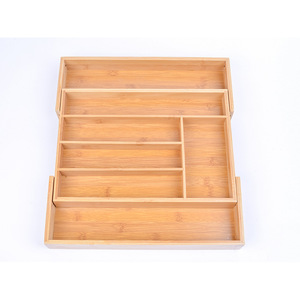 Bamboo Drawer Organizer Rectangular Extendable <b>Storage</b> <b>Box</b> For Knife Cutlery <b>Kitchen</b> Cabinet Organization - Product Image 1