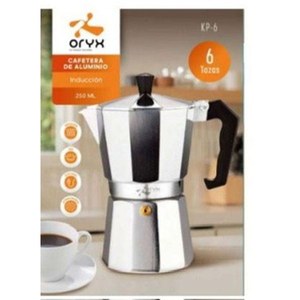 Cafetera Oryx de Aluminio para 6 Tazas, Compatible con Inducción, Tipo Moka - Product Image 1