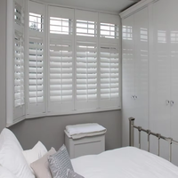 Kit de volets persiennes en PVC imitation bois résistant aux UV, prix de gros, installation horizontale extérieure DIY, volets de plantation prêts à l'emploi