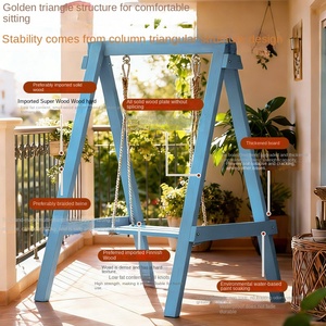 Chaise suspendue pour enfants en bois massif de style méditerranéen et panier de balcon pour une utilisation intérieure à la maison - Product Image 3