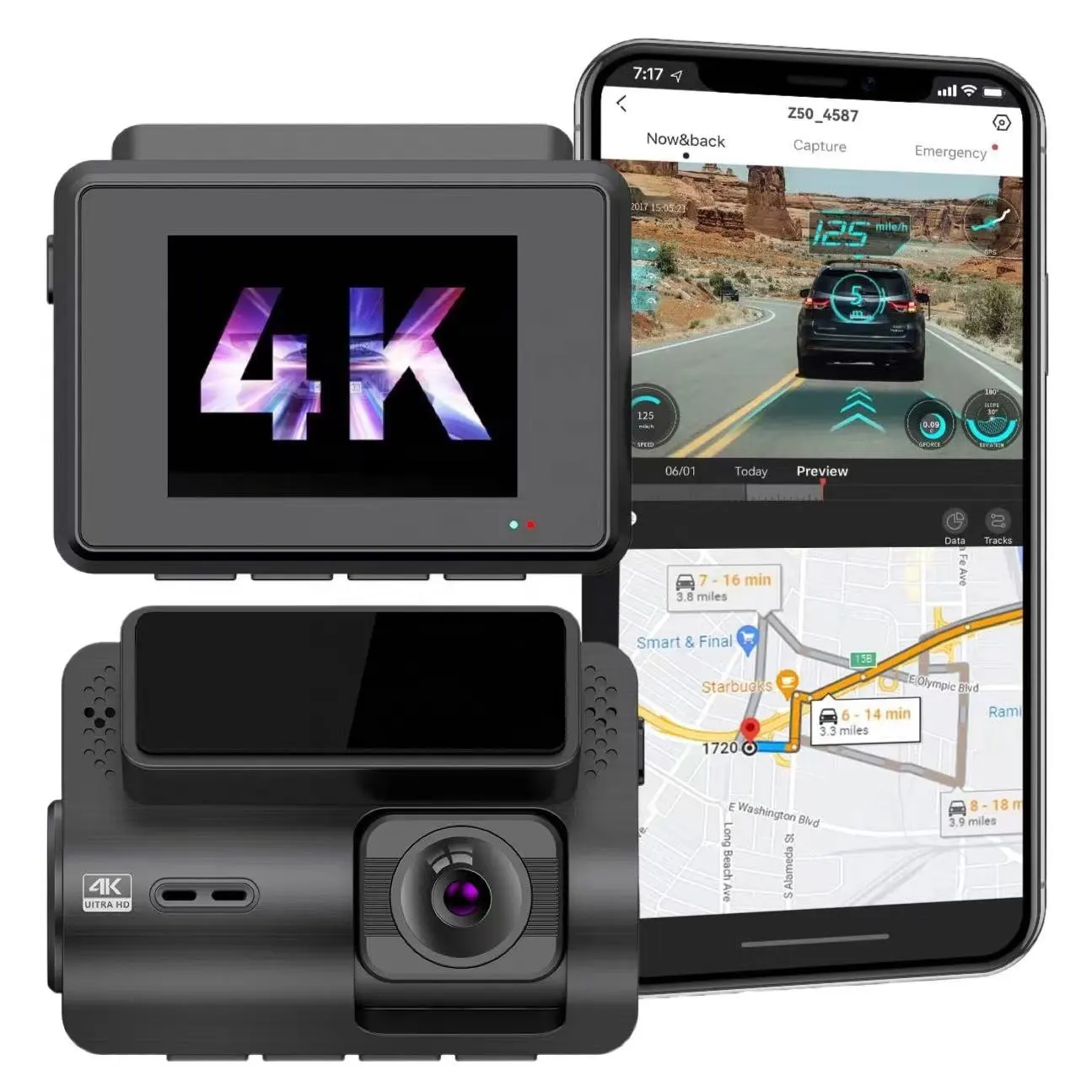 Auto Camcorder Voor En Achter 4K Dual Recorder 2.0 Inch Ips Mini Auto Dvr Videocamera Blackbox Gratis 64Gb U3 Kaart 4K Dash Cam
