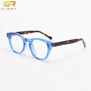 KBT98315-gafas ópticas Retro para mujer, lentes redondas literarias, antiluz azul, con núcleo de Metal, para pierna, para ordenador