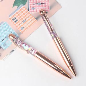 Rose Gold <b>Pen</b> Kawaii Luxury Crystal <b>Ballpoint</b> <b>Pen</b> for School Office Flow Oil Crystal Gold Foil Metal Gift <b>Pens</b> Writing 0.5mm - Product Image 3