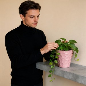 Pot de fleurs <span class=keywords><strong>en</strong></span> céramique émaillée vert printemps HARVIT Stone Clay / Pots de fleurs personnalisés / Pots de <span class=keywords><strong>jardin</strong></span> rustiques - Écologiques et durables - Product Image 4