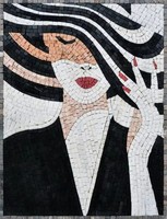 Mosaïque de carreaux découpés à la main pour la décoration intérieure, art mural en pierre
