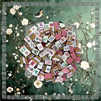 Jeu de tuiles de mahjong américain rose tropical, 160 pièces en acrylique avec tapis de mahjong imprimé floral tropical rose, pour fête d'été