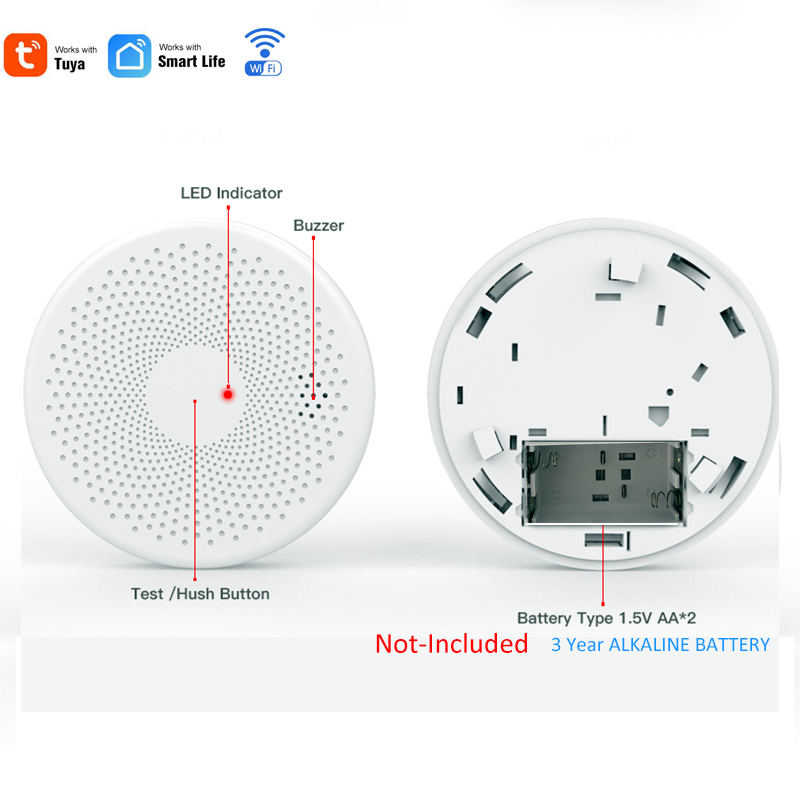 Tuya WiFi Smart CO and Smoke Alarm Detector 2 in 1 Combination alarm sound 85dB Wifi Smoke and Carbon Monoxide Alarm Detector