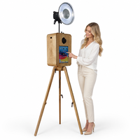 Coque de photomaton portable vintage en bois avec flight case, montage facile, impression instantanée pour iPad/Surface/appareils photo reflex numériques - Mariage Anniversaire