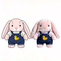 Adorable Peluche Lapin en Tissu Brodé avec Motif Canard, Douce et Moelleuse, Mignonne Poupée Lapin en Peluche avec Tenue de Canard Amovible