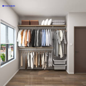 Armario Abierto Plegable Moderno, Soportes Metálicos, Panel de Puerta de MDF, Fácil Acceso, Ahorro de Espacio, Muebles para Dormitorio y Comedor, 2.2M - Product Image 3