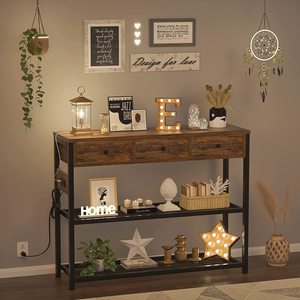 Mesa Consola Moderna de 47'' para Entrada con Tomas de Corriente, Puertos USB y 3 Cajones - Muebles para Sala de Estar - Product Image 5