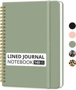 Cuaderno de diario en espiral forrado para mujeres y hombres, 140 páginas, cuaderno de tapa dura con reglas universitarias para trabajo y toma de notas - Product Image 1