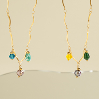 Collier à breloques mixtes pour femme, perles dorées, pierres naturelles, zircon, chaîne ondulée, coloré, style bohème, étanche, hypoallergénique, cadeau