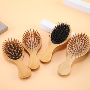 Mini pettine portatile da viaggio con setole di cinghiale per capelli corti/secchi e ricci, design a paletta, manico in legno di faggio, per uso domestico da uomo - Product Image 6