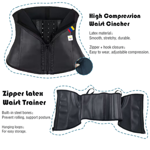 Faja Moldeadora de Cintura de Látex de Doble Capa con Cremallera y Control Abdominal de Alta Compresión con 9 Varillas <span class=keywords><strong>para</strong></span> Mujer, Torso Corto - Product Image 4